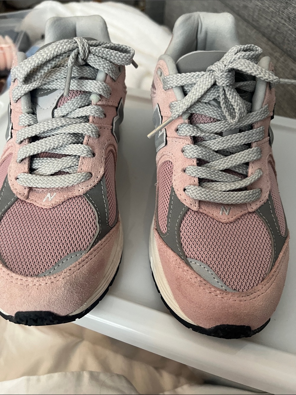 New Balance Pink and Gray Kids Sneakers